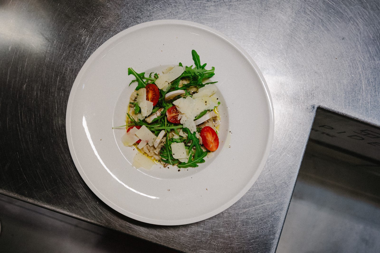 Risotto with rocket, cherry tomato & parmesan.