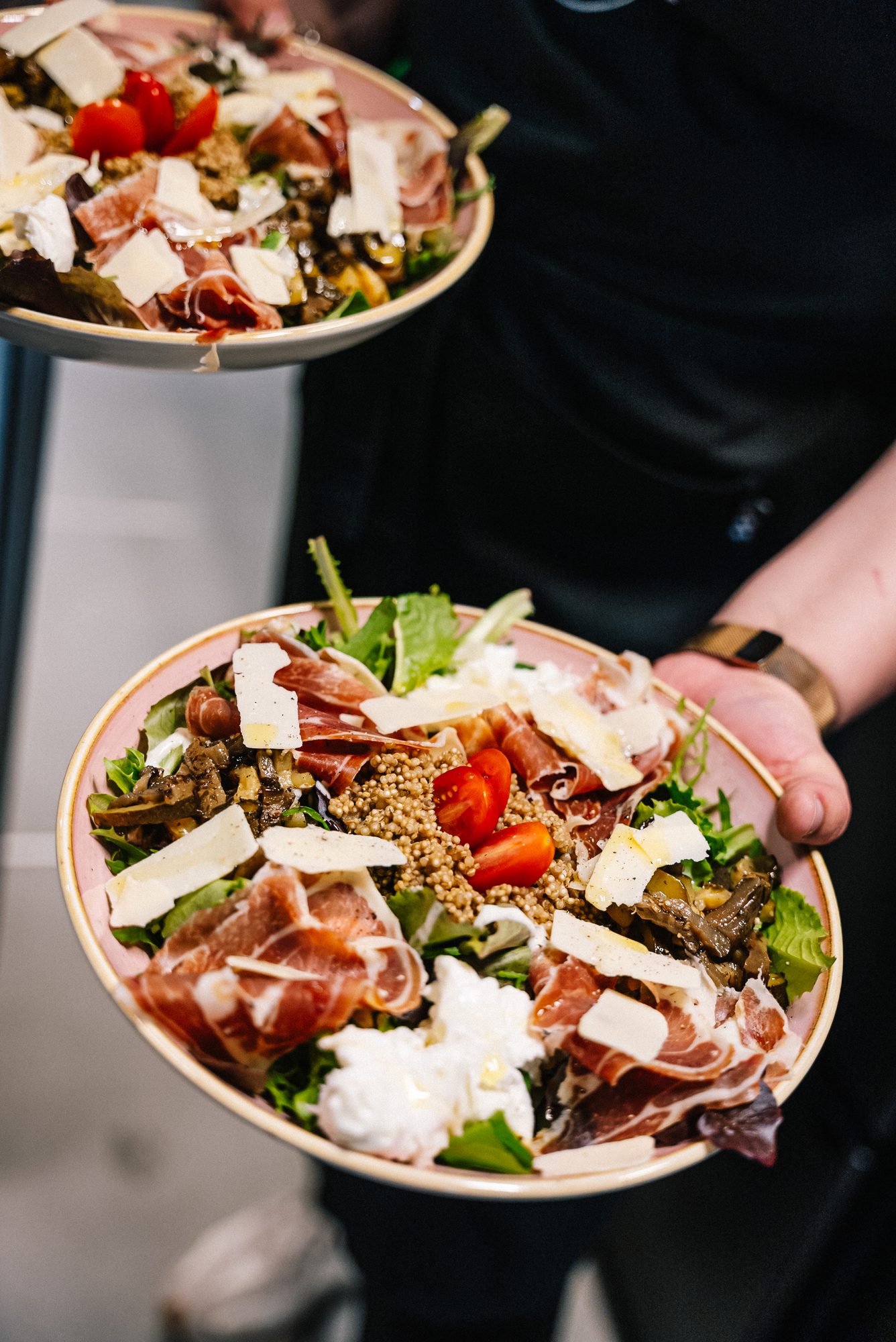 Signature salad — burrata, prosciutto & quinoa.